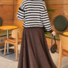 Horizontal Striped French Terry Knit Cardigan Brown - immagine 4