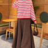 ⁦Horizontal Striped French Terry Knit Cardigan Red⁩ - الصورة ⁦4⁩