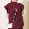 Sleeveless Top and Trousers Set in French Terry Fabric Burgundy - Imagen 2