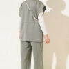 Sleeveless Top and Trousers Set in French Terry Fabric Khaki - Imagen 3