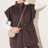 Sleeveless Top and Trousers Set in French Terry Fabric Brown - Imagen 2