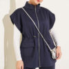 Sleeveless Top and Trousers Set in French Terry Fabric Navy Blue - immagine 2