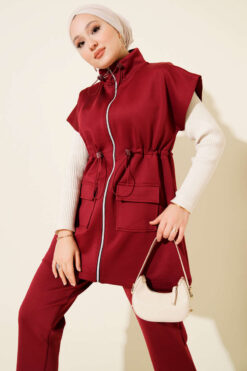 Alternative view of Hooded Scuba Two-Piece Set Burgundy