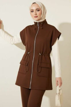 Alternative view of Hooded Scuba Two-Piece Set Brown