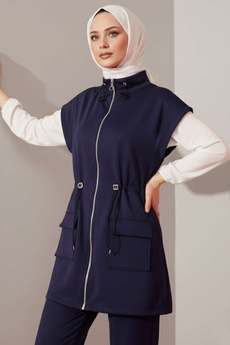 Hooded Scuba Two-Piece Set Navy Blue - Afbeelding 2