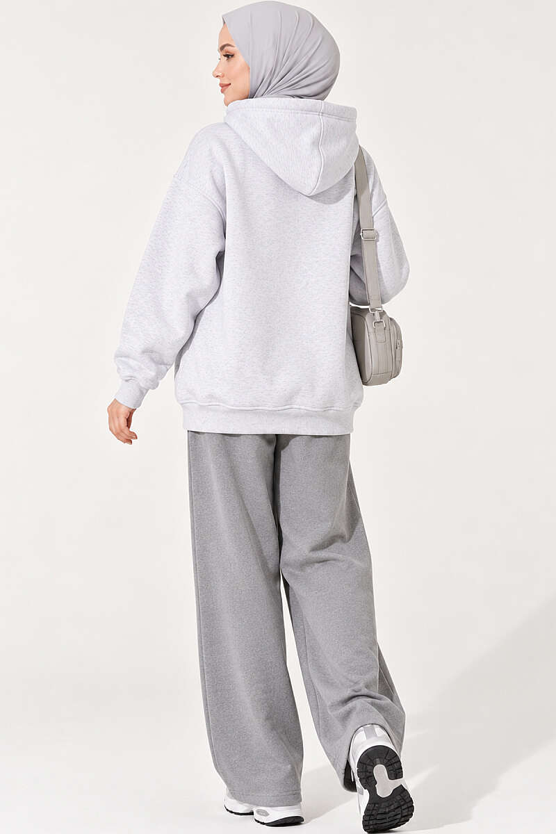 Star-Embroidered French Terry Two-Thread Knit Sweatshirt Grey – Image 4
