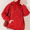 Star-Embroidered French Terry Two-Thread Knit Sweatshirt Red