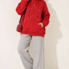 Star-Embroidered French Terry Two-Thread Knit Sweatshirt Red - الصورة 2