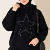 Star-Embroidered French Terry Two-Thread Knit Sweatshirt Dark Navy