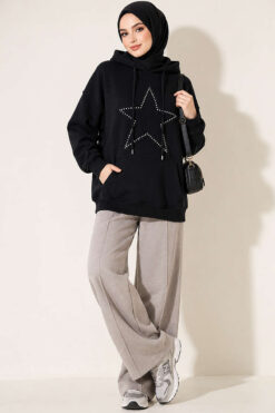 Alternative view of Star-Embroidered French Terry Two-Thread Knit Sweatshirt Dark Navy
