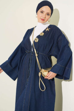 Alternative view of Star Brooch-Detail Two-Piece Set Navy Blue
