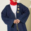 ⁦Star Pin-Embellished Long Coat Denim⁩ - الصورة ⁦2⁩