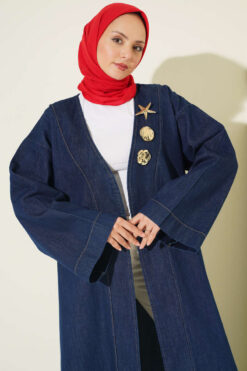 Alternative view of Star Pin-Embellished Long Coat Denim