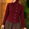Star-Buttoned Knit Cardigan Burgundy