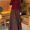 Star-Buttoned Knit Cardigan Burgundy - Image 2