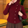 Star-Buttoned Knit Cardigan Burgundy - Image 3