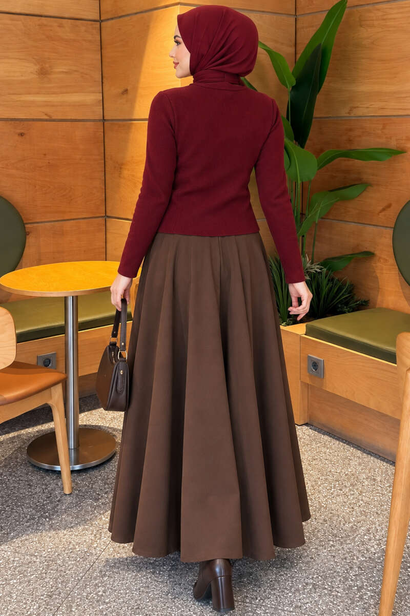 Star-Buttoned Knit Cardigan Burgundy - Image 4