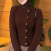 Star-Buttoned Knit Cardigan Brown