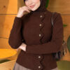 Star-Buttoned Knit Cardigan Brown - Image 3