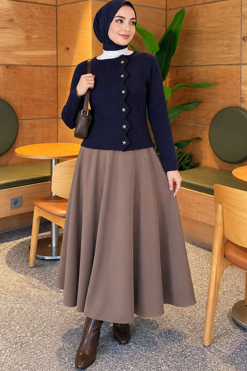 Star-Buttoned Knit Cardigan Navy Blue - Image 2