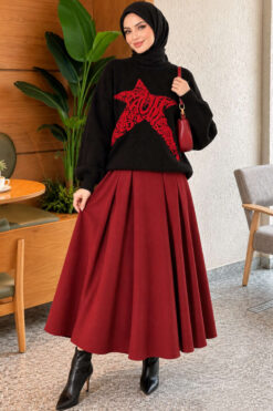 Alternative view of Star Embroidered French Terry Knit Sweater Black