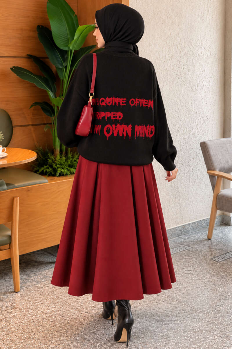 Star Embroidered French Terry Knit Sweater Black – Image 4