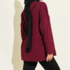 ⁦Basic Tunic with Slit Detail Burgundy⁩ - الصورة ⁦3⁩