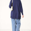 Split-Detail Buttoned Mercerized Tunic Navy Blue – Bild 4