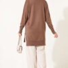 Split-Detail Buttoned Mercerized Tunic Latte – Image 4