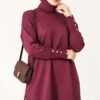 Split-Detail Buttoned Mercerized Tunic Plum - immagine 3