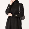 Split-Detail Buttoned Mercerized Tunic Black