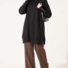 Split-Detail Buttoned Mercerized Tunic Black – Bild 2