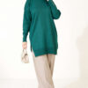 Split-Detail Buttoned Mercerized Tunic Emerald – Bild 2
