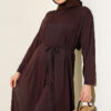 Long Tunic Set with Split Detail and Belted Cord Brown – Image 2