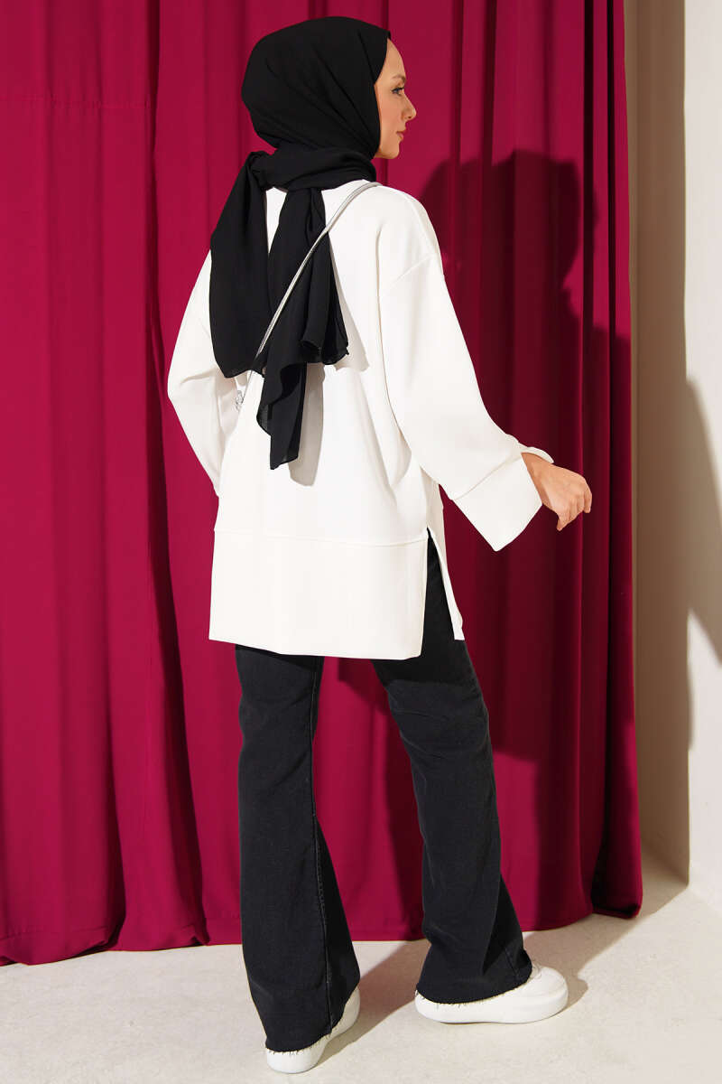 Split-Detail Modal Tunic Ecru – Image 3
