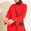 Split-Detail Modal Tunic Red
