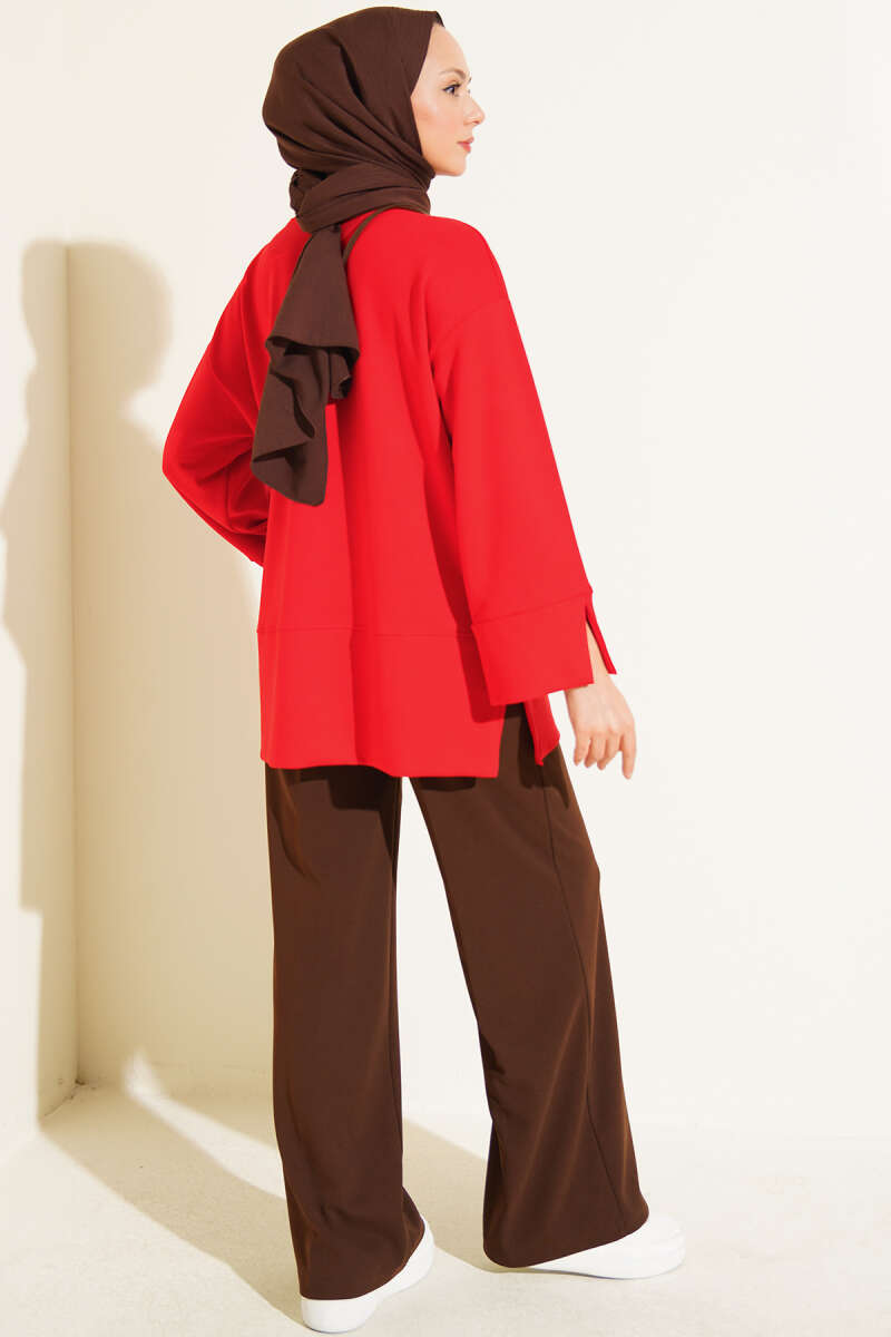 Split-Detail Modal Tunic Red - الصورة 3