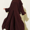 Split Detail Shawl Modal Three-Piece Set Brown