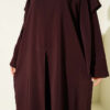 Split Detail Shawl Modal Three-Piece Set Brown - immagine 4