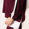 Split-Detail Striped Two-Piece French Terry Set Burgundy - Imagen 4