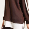 ⁦Split-Detail Striped Two-Piece French Terry Set Brown⁩ - الصورة ⁦4⁩