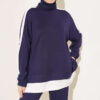 ⁦Split-Detail Striped Two-Piece French Terry Set Navy Blue⁩ - الصورة ⁦2⁩