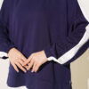 ⁦Split-Detail Striped Two-Piece French Terry Set Navy Blue⁩ - الصورة ⁦4⁩
