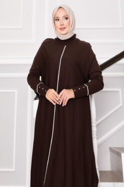 Alternative view of Elegant Lurex Striped Mevlana Knit Tunic Brown