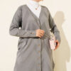 Zigzag Pattern Buttoned Mercerized Cardigan Grey