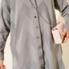Zigzag Pattern Buttoned Mercerized Cardigan Grey – Image 4