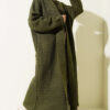 Zigzag Textured Knit Long Cardigan Khaki