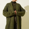 Zigzag Textured Knit Long Cardigan Khaki - Afbeelding 2