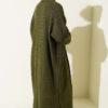 Zigzag Textured Knit Long Cardigan Khaki - Afbeelding 3