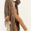 Zigzag Textured Knit Long Cardigan Brown